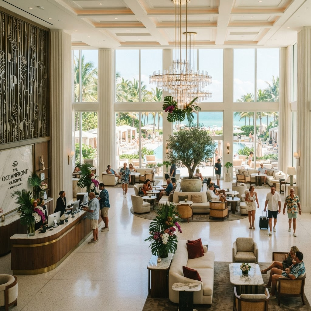 Luxury hotel lobby